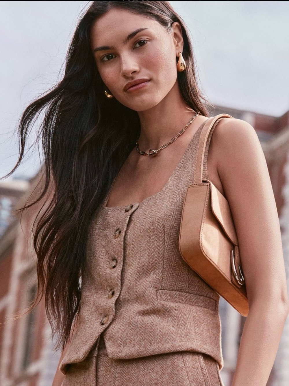 Loft-Herringbone Square Neck Vest Top